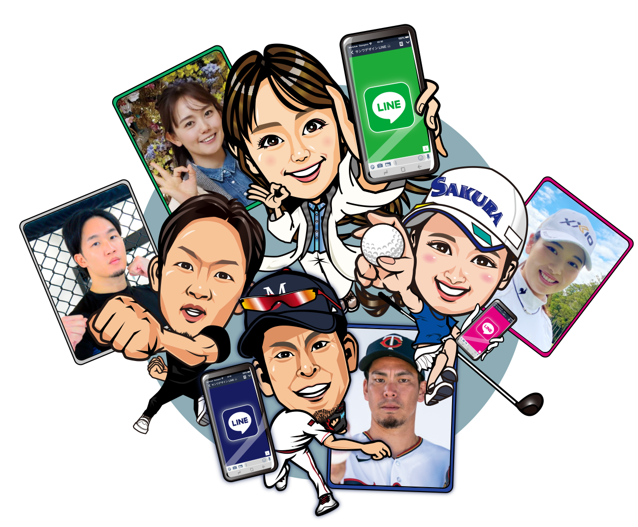 似顔絵LINEスタンプ 前田健太様 小祝さくら様 朝倉未来様 ほか