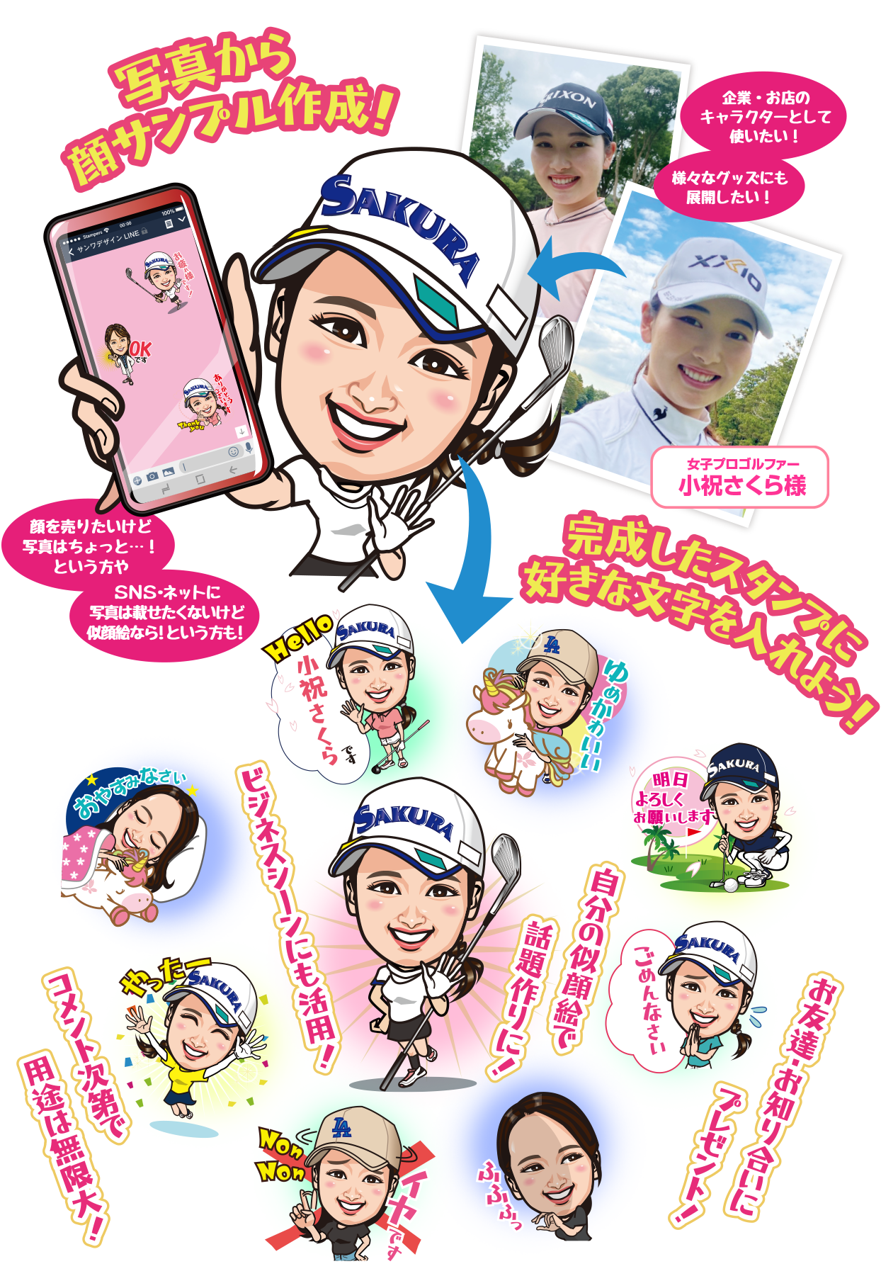 似顔絵LINEスタンプ 写真から顔サンプル作成！